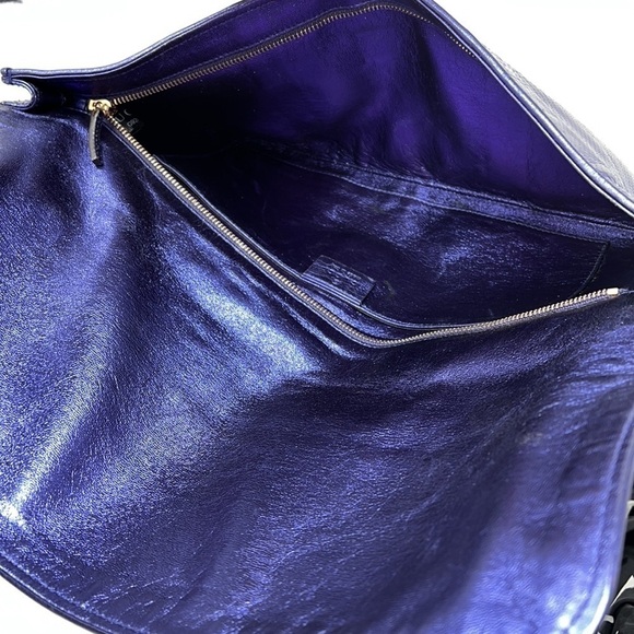 Gucci Malika Large Python Snakeskin Deep Metallic Purple Clutch - Picture 12 of 15